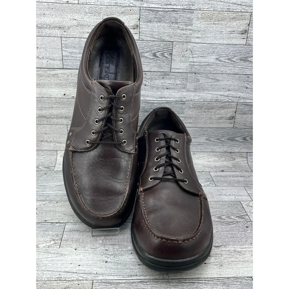 Dansko Men Brown Leather Moc Toe Lace Up Slip Resistant Oxford Shoes EU 47 US 14